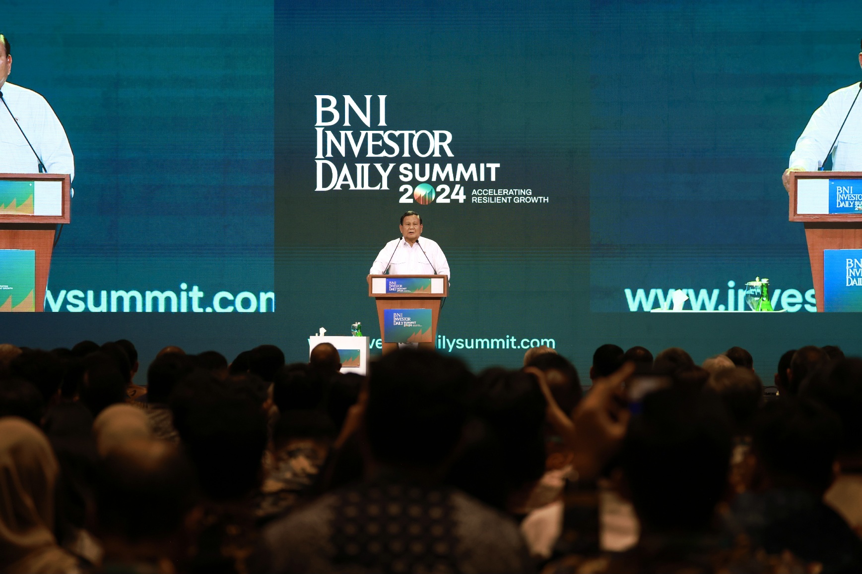 Menhan Prabowo Sampaikan Pandangan Strategis di BNI Investor Daily Summit 2024